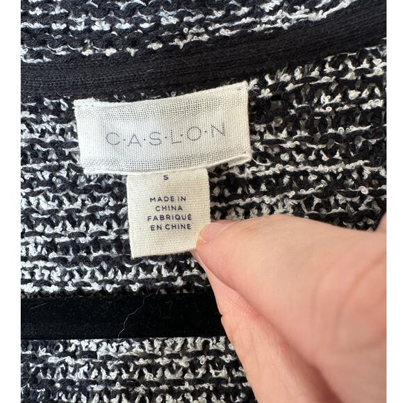 Caslon Black & White Burled Long Sleeve Long Line Cardigan Sweater S - Picture 5 of 11